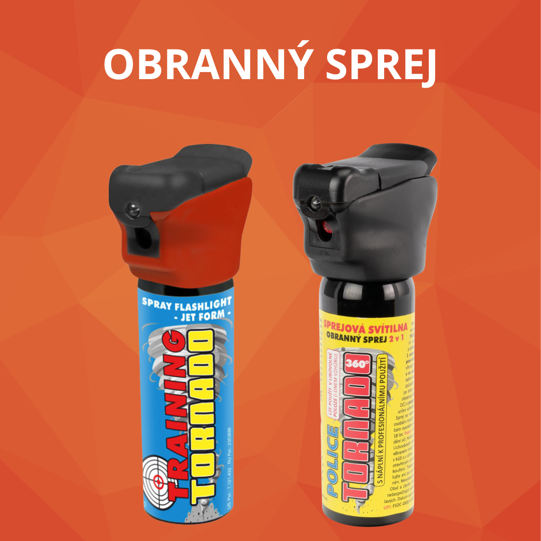 Tréningový a bežný obranný sprej používaný pri nácviku sebaobrany v karate klube