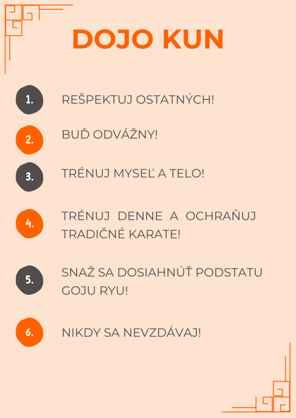 Dojo Kun – pravidlá a zásady správania v karate klube Kitsune Dojo